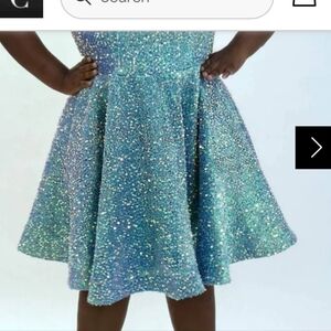 Rampage Blue Glitter Prom Dress